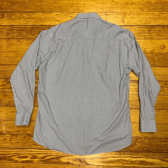 Gitman Bros Shirt Large Check Trim Fit Stretch Wingspan Allen Edmonds 16.5 - Picture 7 of 9
